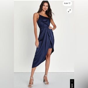Lulu's Navy Blue Asymmetrical Dress